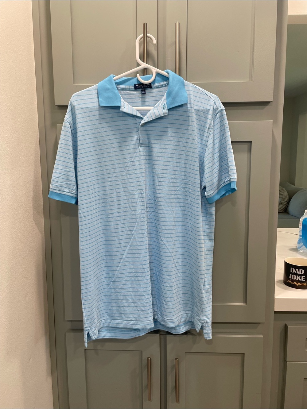Peter Millar Light Blue Striped Polo